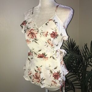 Papaya Wrap Style Side Tie Sleeveless Ruffled Top